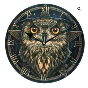 Lisa Parker Owl Clock - Steampunk theme, runs on AA Battery - 12" Across